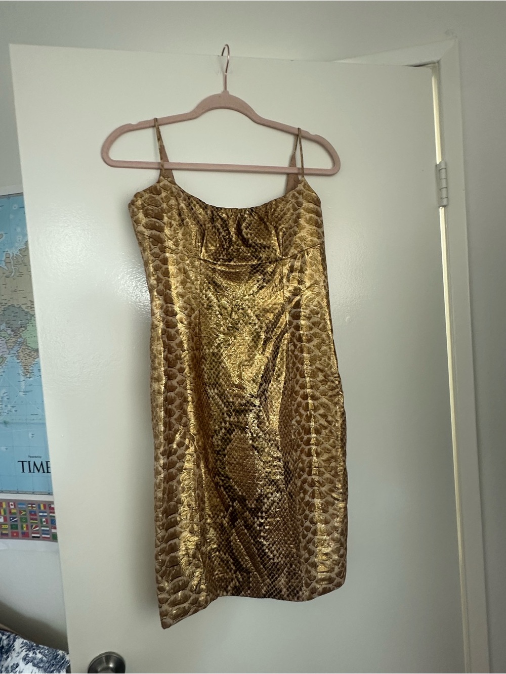 Tracey Reese Gold Snake-Print Dress